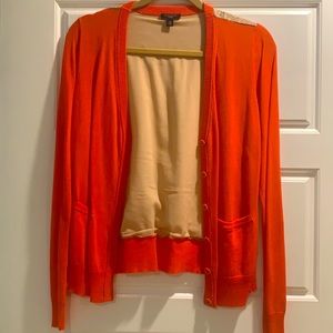 Orange cardigan with lace back size petite Medium